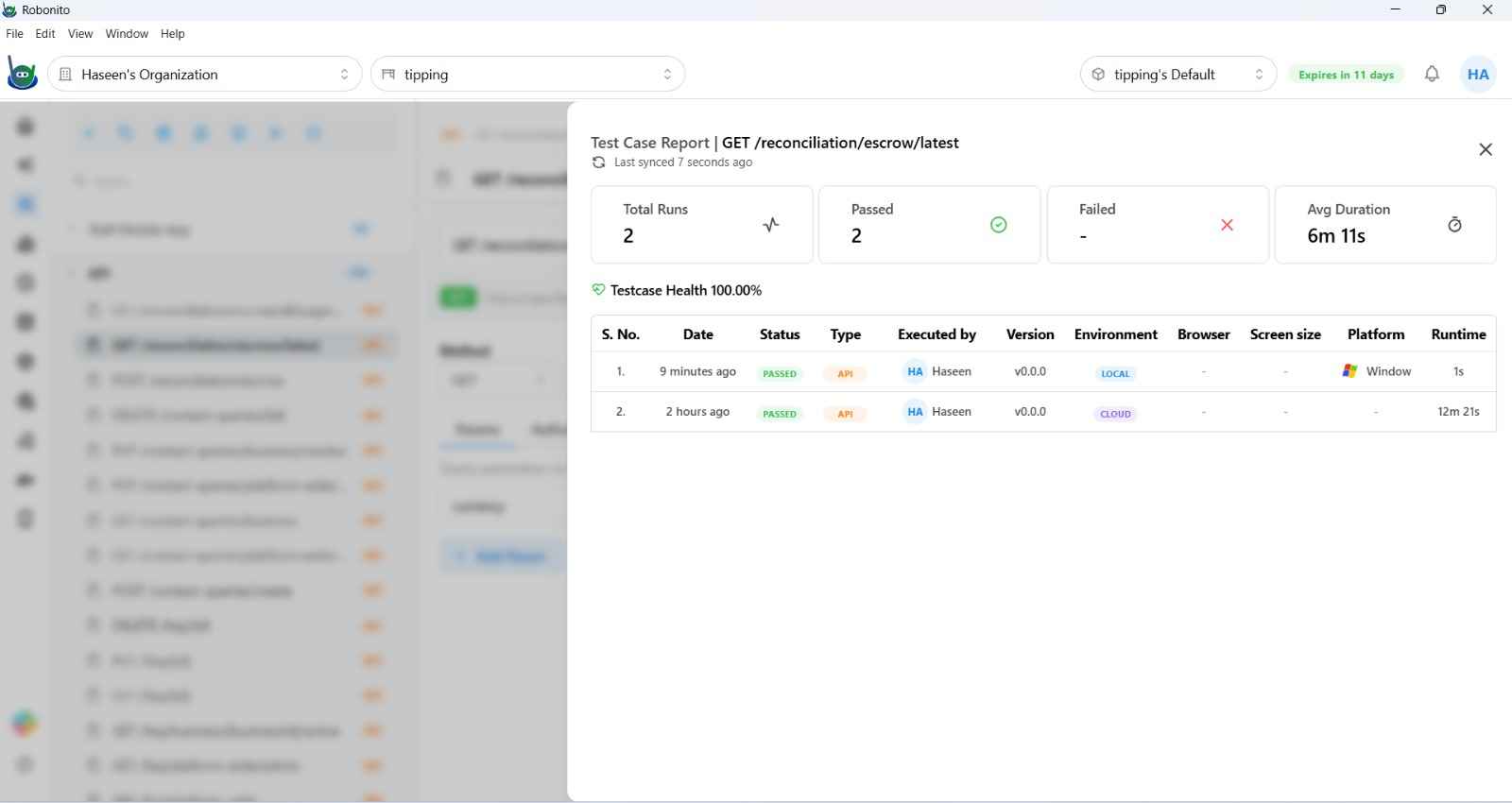 Logs button highlighted in the top navigation bar of Robonito