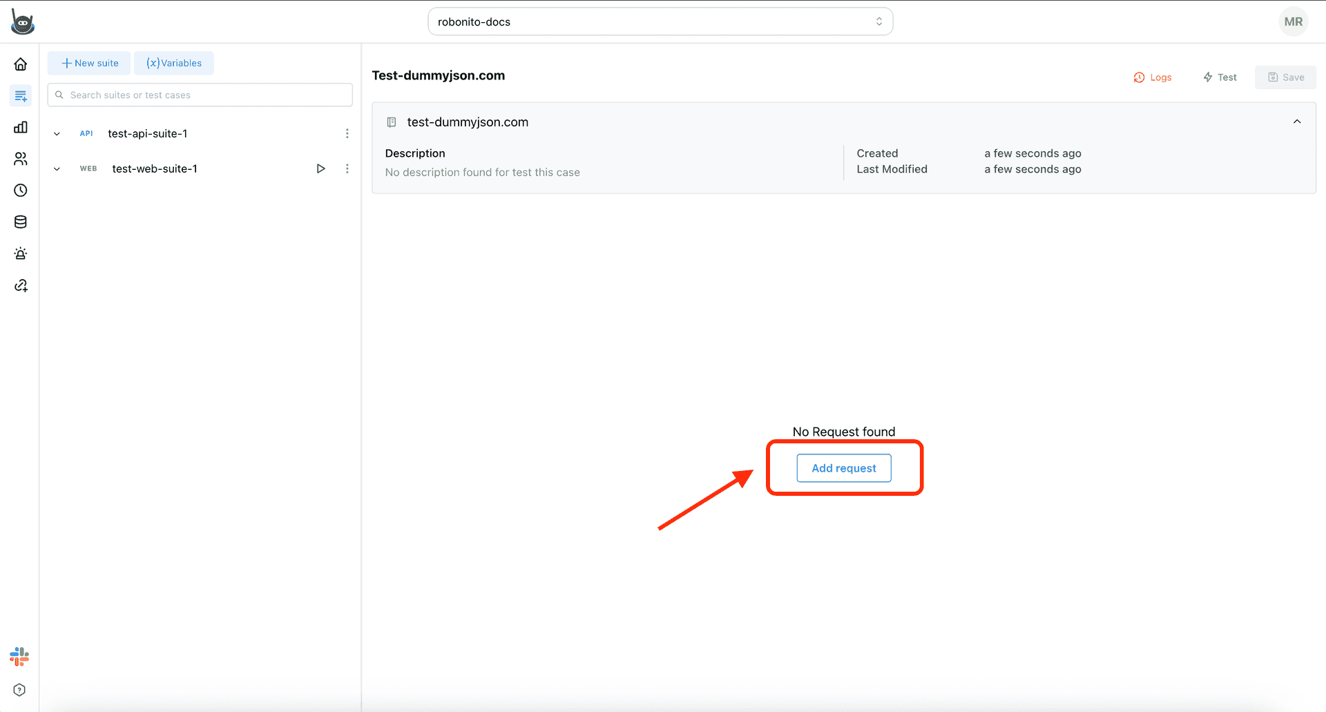 Add Request Button