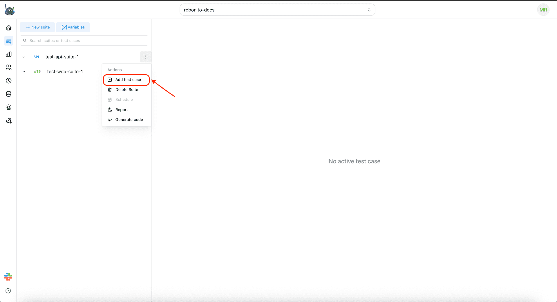 Add Test Case Button