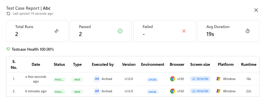 Test Case Report