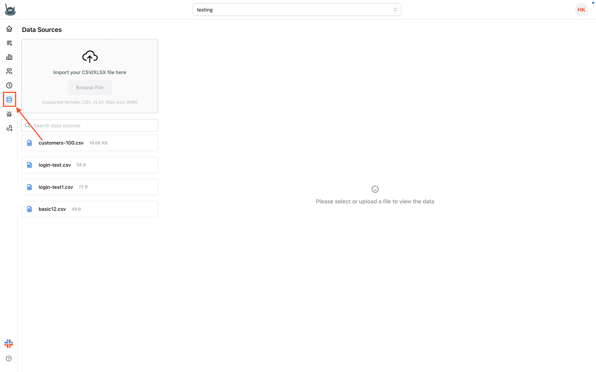 Data Source Page