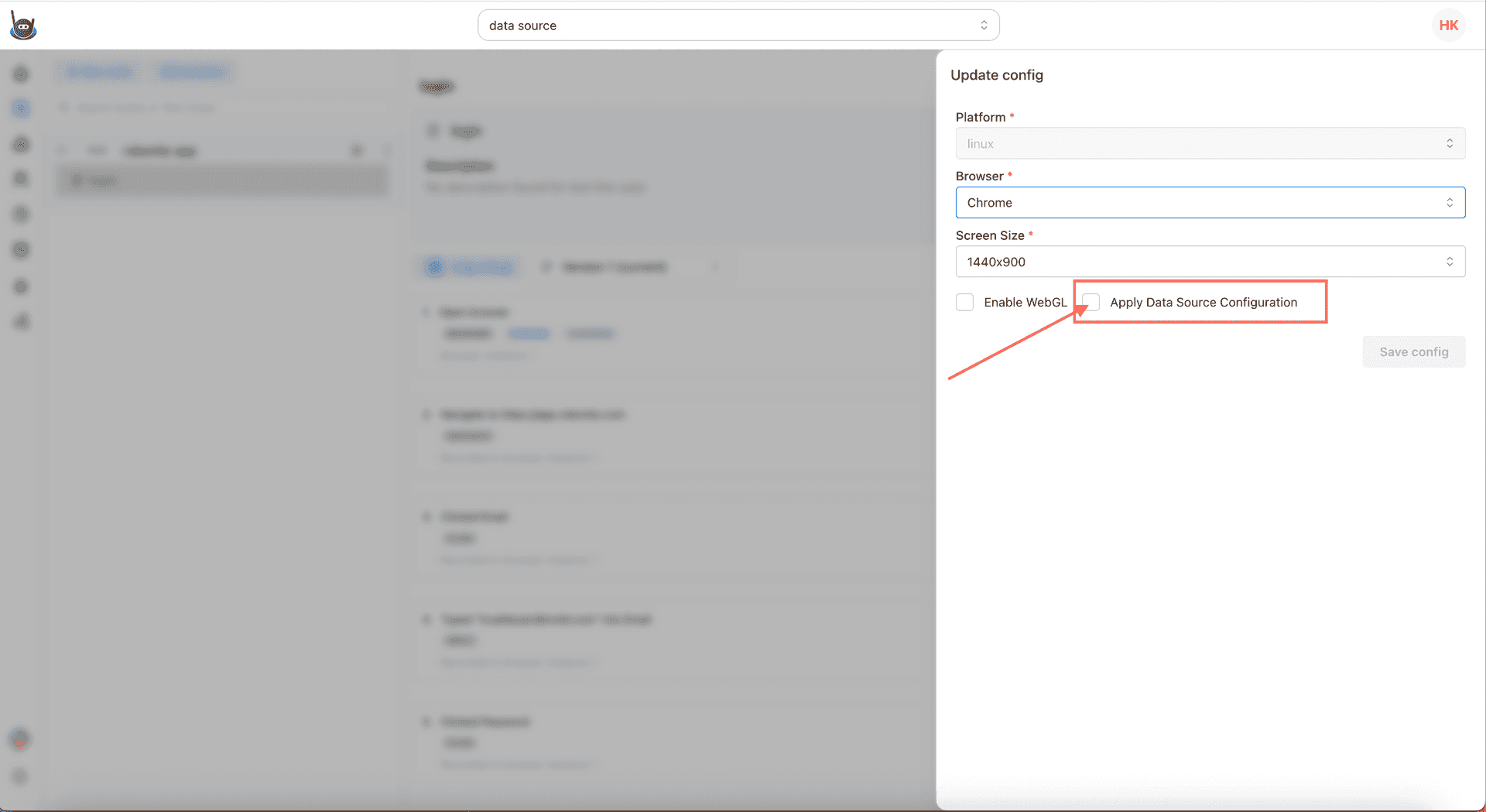 Edit Execution Config