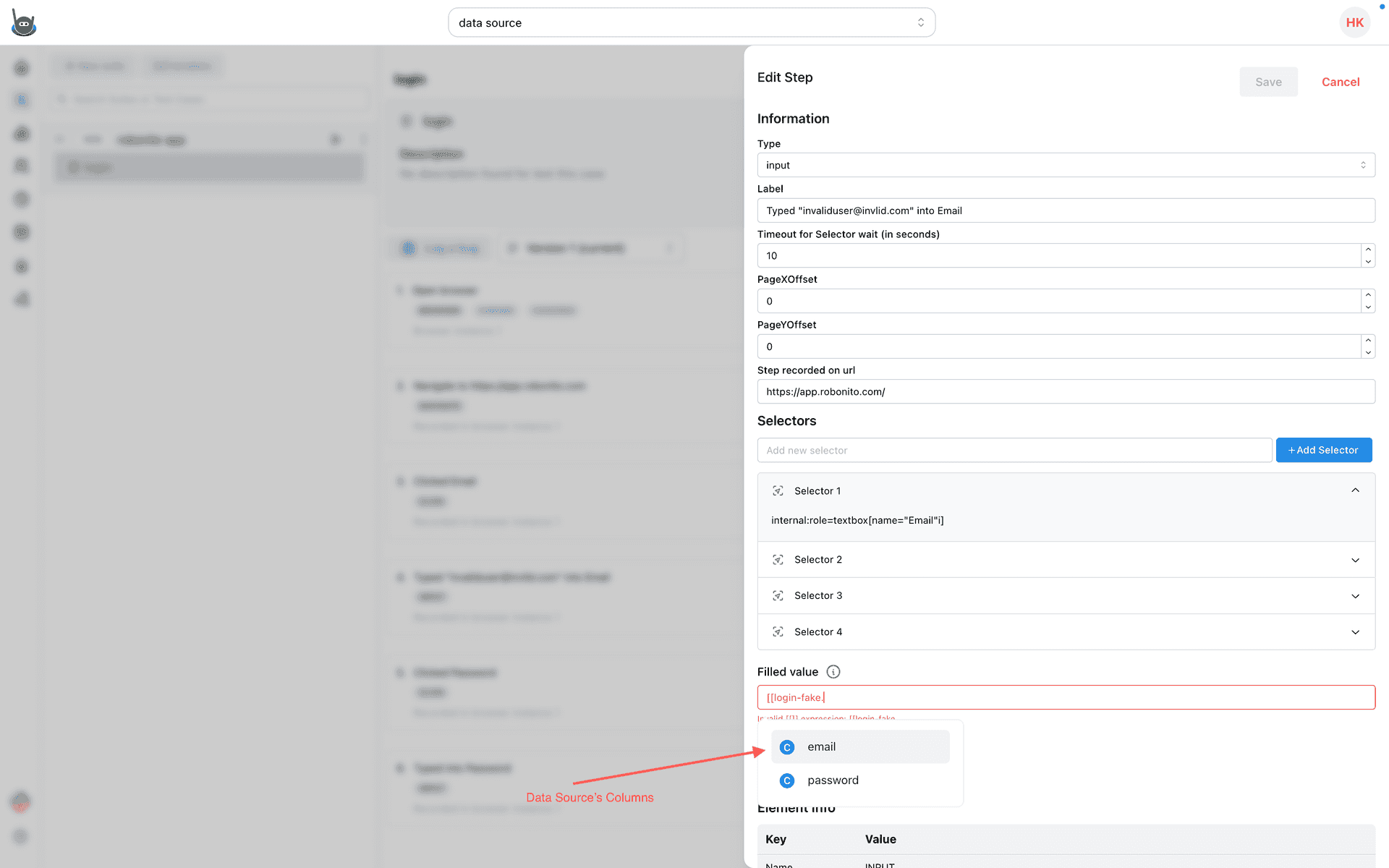 Select Data Source Column