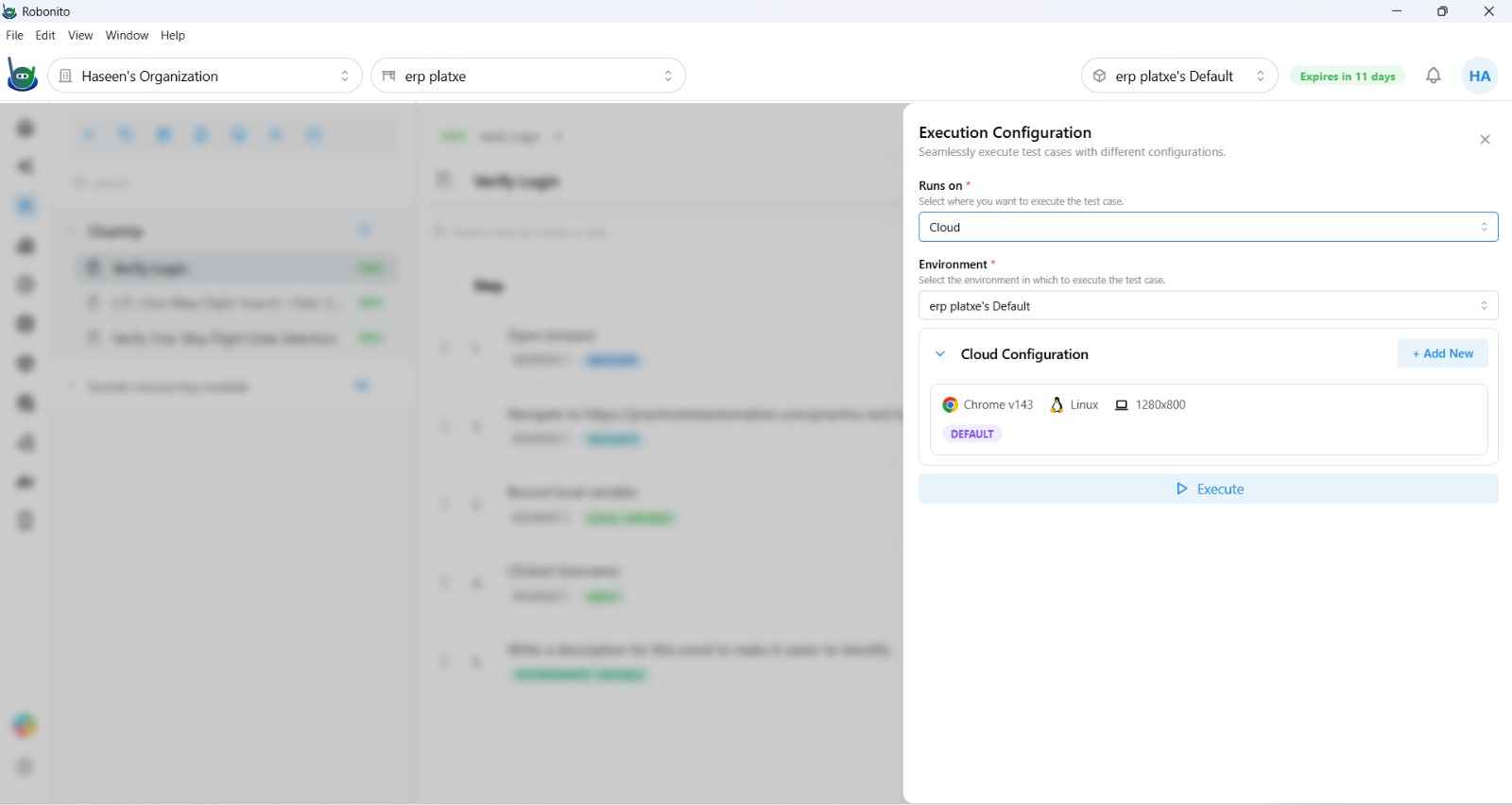 Suite execution dialog with Cloud selected showing parallel dispatch to multiple workers