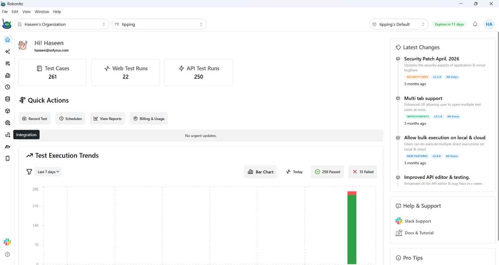 Asana integration tile in the Integrations page