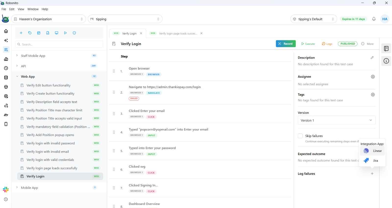 Linear defaults form showing Team, Assignee, and Priority dropdowns