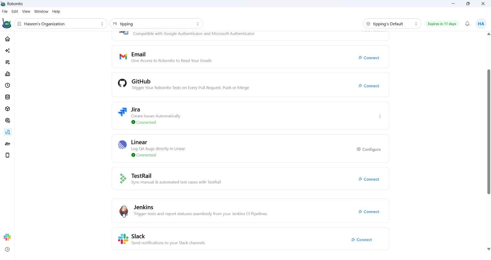 Linear OAuth authorization screen requesting workspace permissions