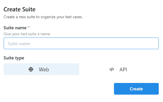Suite Creation Dialog