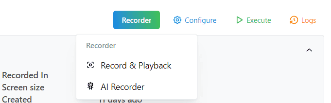 Test Case Recording