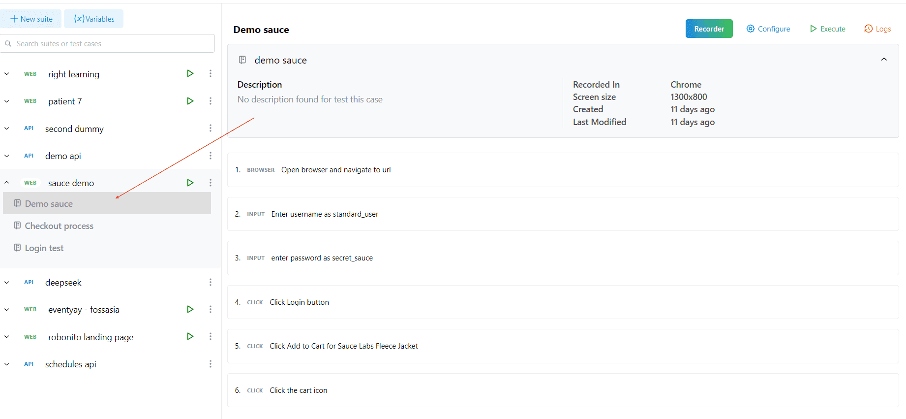 Test Case Steps